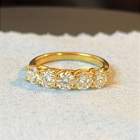 Gorgeous Moissanite 5 Stone Ring 18kYG over 925 Sterling Silver 2.25ctw size 5 - Picture 7 of 12